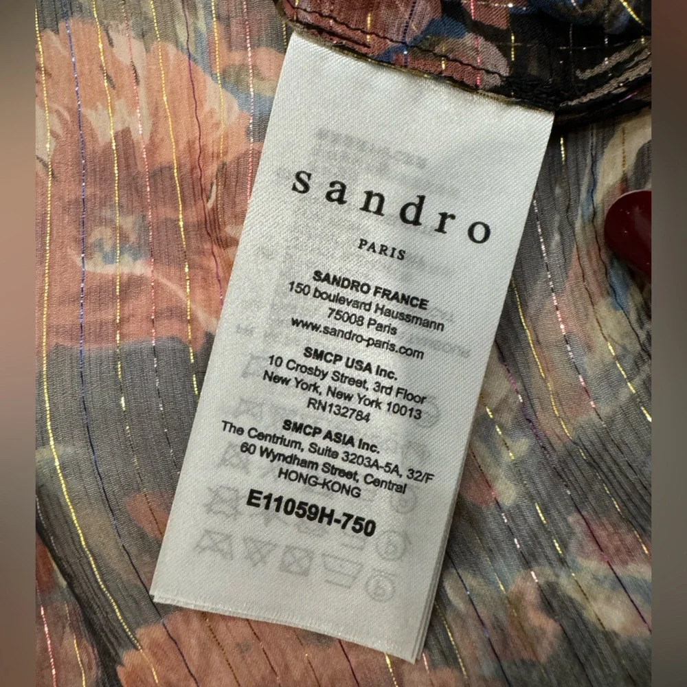 Sandro sheer blouse metallic thread throughout - Picture 5 of 6